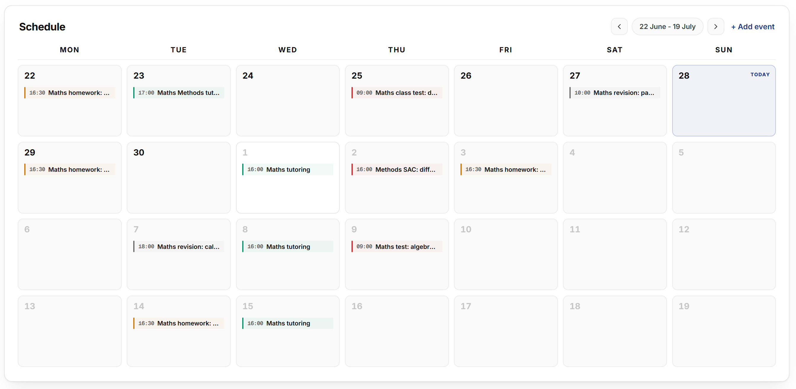 The calendar